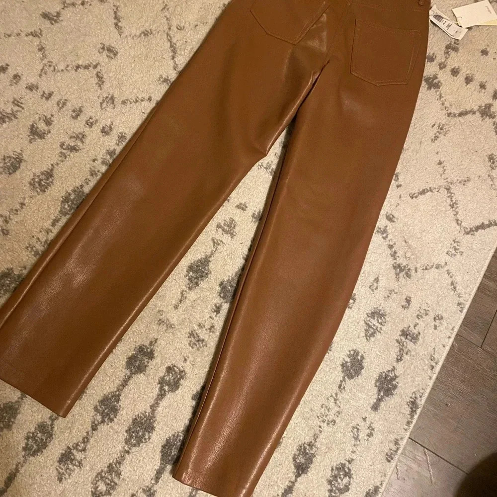 Aritzia Brown Vegan Leather Pants - Picture 2 of 7